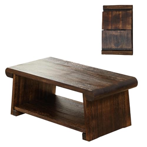 Dalumian Japanischer klappbarer Couchtisch, niedrige Tische aus Massivholz, vielseitiger klappbarer Esstisch, Tatami-Tische für Tee, Meditation, Esszimmer, Schlafzimmer(No Holes,50cm) von Dalumian