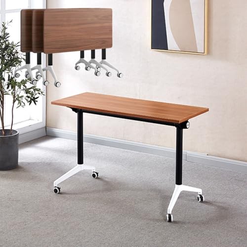 Dalumian Klappbarer Konferenztisch, mobiler Schulungstisch mit Rädern, Seminar-Konferenztisch, rollbarer Seminar-Besprechungstisch mit Klappplatte für Bürobesprechungen(A,6PCS) von Dalumian