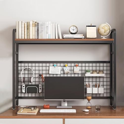 Dalumian Schreibtisch-Organizer-Bücherregal mit Gitterplatte, Industrie-Schreibtisch-Organizer, Bücherregal-Aufbewahrung aus Schmiedeeisen, freistehendes Ausstellungsregal für das Home(2-Tier,75cm) von Dalumian