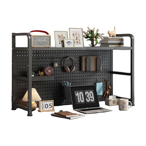 Dalumian Schreibtischaufsatz für Wohnheime mit Stecktafel, Aufbewahrungsorganisator für industrielle Bücherregale, Stahlrahmen, Bücherregal-Ausstellungsregal für Schreibtisch(Black,2-Tier 115cm) von Dalumian