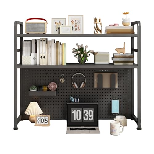 Dalumian Schreibtischaufsatz für Wohnheime mit Stecktafel, Aufbewahrungsorganisator für industrielle Bücherregale, Stahlrahmen, Bücherregal-Ausstellungsregal für Schreibtisch(Black,3-Tier 95cm) von Dalumian