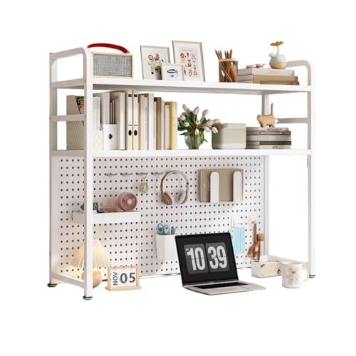 Dalumian Schreibtischaufsatz für Wohnheime mit Stecktafel, Aufbewahrungsorganisator für industrielle Bücherregale, Stahlrahmen, Bücherregal-Ausstellungsregal für Schreibtisch(White,3-Tier 115cm) von Dalumian