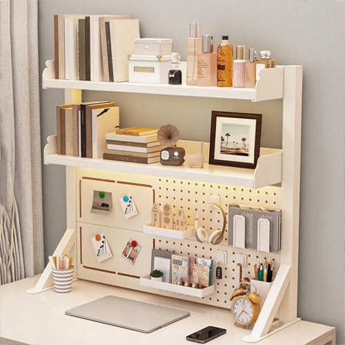 Dalumian Schreibtischaufsatz mit Stecktafel, industrielles Aufbewahrungsregal für die Arbeitsplatte, Schreibtisch-Bücherregal mit Ablagen, Sichtschutz für Gaming-Schreibtisch (weiß)(80cm,Large) von Dalumian