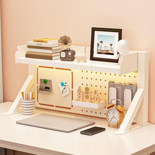 Dalumian Schreibtischaufsatz mit Stecktafel, industrielles Aufbewahrungsregal für die Arbeitsplatte, Schreibtisch-Bücherregal mit Ablagen, Sichtschutz für Gaming-Schreibtisch (weiß)(80cm,Small) von Dalumian
