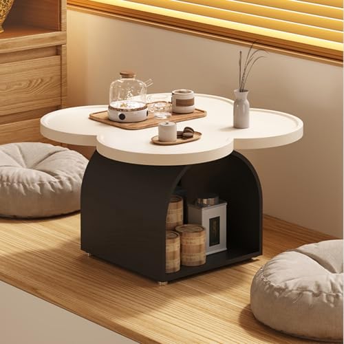 Dalumian Tee-Couchtisch im japanischen Stil, tragbarer niedriger Teetisch, Tatami-Tische zum Sitzen auf dem Boden, Keine Montage erforderlich, Bodentische aus Massivholz (30 x 30 x 46 cm)(White) von Dalumian