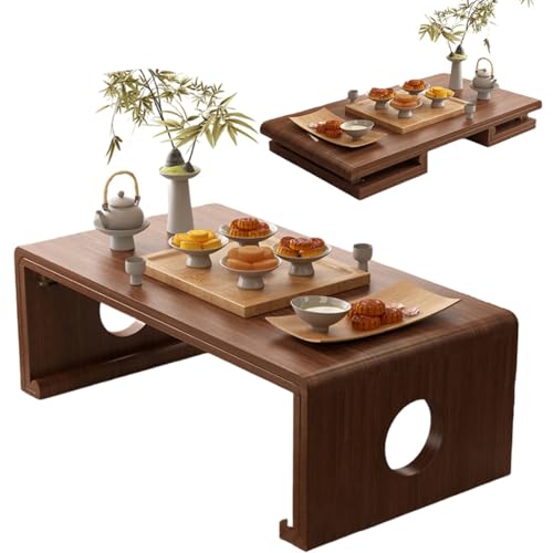 Klappbarer Couchtisch, japanischer Tatami-Tisch, Schreibtisch im Landhausstil, moderner großer Teetisch aus Massivholz, multifunktionale rechteckige Teetische aus Holz(A,23.6 * 15.7 * 11.8IN) von Dalumian