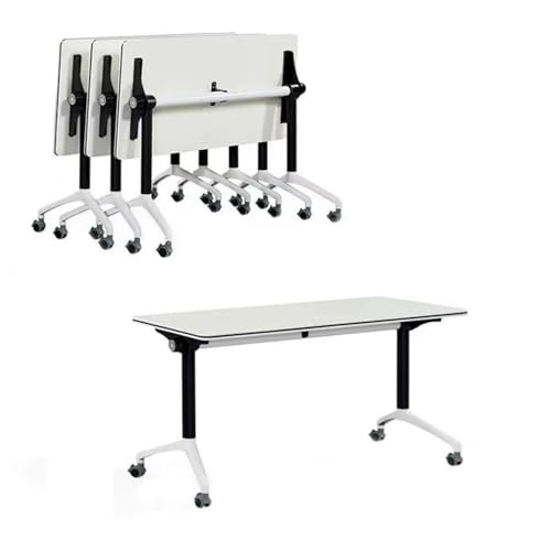Klappbarer Konferenztisch, Mobile Besprechungs- und Schulungstische mit feststellbaren Rollen, Mobile Schreibtische mit Klappplatte und Rollfunktion für das Büro und Zuhause(10pcs,120 * 40cm) von Dalumian