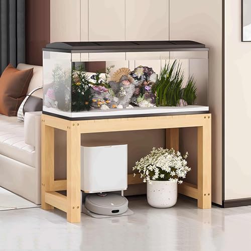 Lagerregal für Fischtankständer, Aquarienständer, 2-stufiger Zuchttankständer aus Massivholz, Mehrzweck-Reptilientankregal für Wohnzimmer, Büro, Hotellobby(60 * 30 * 50cm) von Dalumian