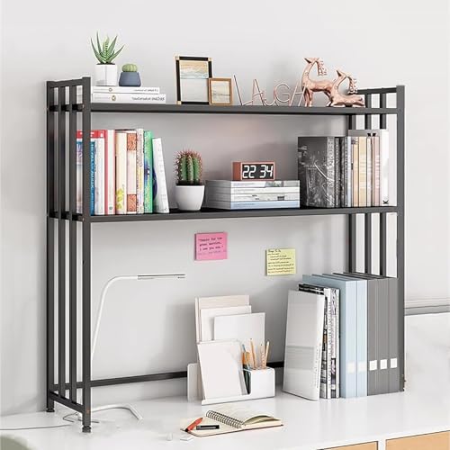 Schreibtischaufsatz aus Metall für Wohnheime, Schreibtisch-Bücherregal-Organizer mit verstellbaren Regalen, 3-stufiges Desktop-Display-Organizer-Rack für Wohnheime im Home-Office(B,36*26*90CM) von Dalumian