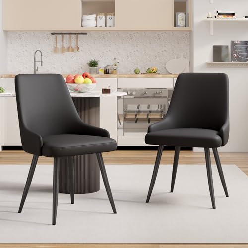 Daluvenix Moderne Esszimmerstühle 2er Set, Kunstleder Polsterstuhl Esszimmerstühle mit Verbreiterter Sitzfläche, Armlose Seitenstühle mit Metallbeinen, Schwarz Daluvenix Moderne Esszimmerstühle 2er Set, Kunstleder Polsterstuhl Esszimmerstühle mit Verbreiterter Sitzfläche, Armlose Seitenstühle mit Metallbeinen, Schwarz von Daluvenix