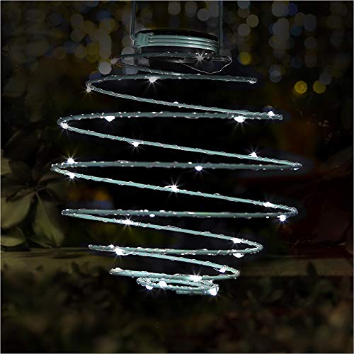 Dalux® LED-Solar-Laterne SPIRALE zum hängen Stimmungsleuchte IP44 Party-Deko-Leuchte Dekoration für Hauseingang, Balkon, Terrasse (Türkis-blau) von Dalux