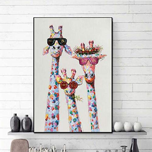 Leinwand-Malerei-Cartoon-Tier Giraffe Leinwandbilder drucken, Modern Persönlichkeit Kinderzimmer Wohnzimmer-Wand-Kunst Poster und Drucke No Frame (Size : 60x80cm No Frame) von Dalykf