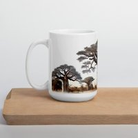 Weiße Keramiktasse Baobab Bäume Madagascar Glossy Große 11 Unzen 15 Tasse Kaffee Tee Glas Pastell Natur Garten Boho Tassen Blumen Liebhaber Geschenke von Dalyleo