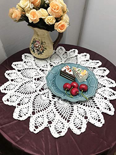 Damanni Tischdecke aus Baumwolle, handgefertigt, mit Spitze, Beige, Weiß, 50,8 cm, Garten, 50,8 cm, Weiß von Damanni