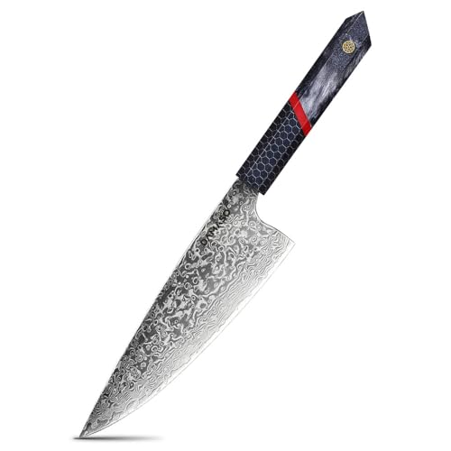 Damaso Santoku Messer (20cm), Abyssal Santoku Messer Damast, Damastmesser aus 67 Lagen Damaststahl von Damaso