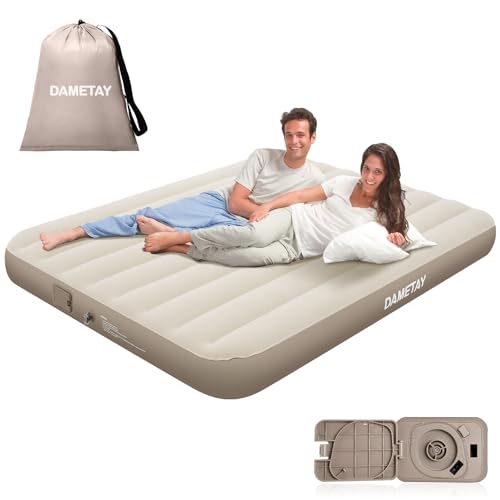 Dametay Luftbett 2 Personen Luftmatratze selbstaufblasend mit eingebauter elektrischer Pumpe Aufblasbare matratze Aufblasbares Luftbett für Camping und Heim 198 x 152 x 25cm Braun von Dametay