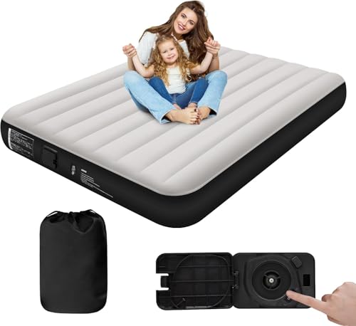 Dametay Luftbett 2 Personen Luftmatratze selbstaufblasend mit eingebauter elektrischer Pumpe Aufblasbare matratze Aufblasbares Luftbett für Camping und Heim 198 x 152 x 25cm Schwarz mit Weiß von Dametay