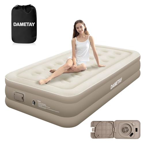 Dametay Luftbett 1 Person, Aufblasen mit 1 klick-Nicht Stecker nötig, Selbstaufblasend Luftmatratze mit Pumpe Bett aufblasbare Matratze Bed Air Mattress Inflatable with Electric Pump, 191x99x40cm von Dametay