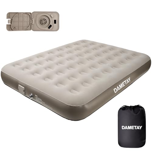 Dametay Luftmatratze 2 Personen, Aufblasen mit 1 klick-Nicht Stecker nötig, Selbstaufblasend Luftbett mit Pumpe Bett aufblasbare Matratze Doppel Inflatable Mattress Air with Electric Pump, 198x152x25 von Dametay