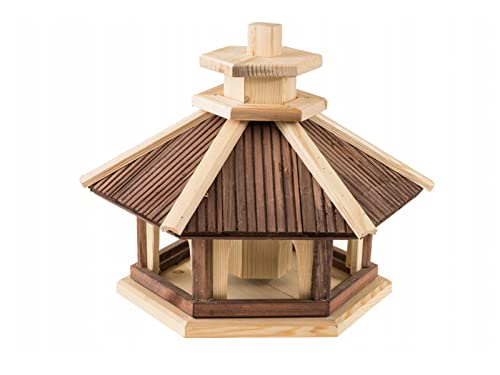 Damian-Wiklina Vogelhäuschen, Vogelhaus aus Holz,Vogelhäuschen, Nistkasten, mit Ständer (XL, Braun) von Damian-Wiklina