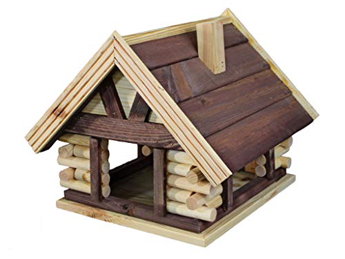 Damian-Wiklina Vogelhäuschen Vogelhaus aus Holz Vogelhäuschen Nistkasten (Braun, Mit einem Ständer) von Damian-Wiklina