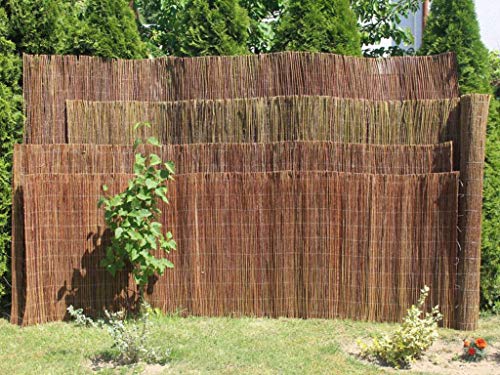 Damian-Wiklina Weidenmatte Sichtschutz 50 cm Hore – für Garten, Balkon und Terrasse – Schutz vor Wind und Laub – aus unbehandeitem Weidenholz mit Stahldraht – Farbe: von Natur aus Braun, Länge 300 cm von Damian-Wiklina