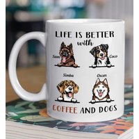 Benutzerdefinierte Hundebecher, Das Leben Ist Besser Mit Kaffee Und Hunde Personalisierte Tasse, Lustige Kaffeetasse, Geschenk Für Hund Papa Mama von DamianGoods