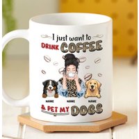 Benutzerdefinierte Hundebecher, Ich Möchte Nur Kaffee Trinken Und Meinen Hund Streicheln Personalisierte Tasse, Lustige Hunde Kaffeebecher Geschenk von DamianGoods