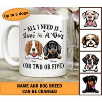 Benutzerdefinierte Hundetasse-Alles, Was Ich Brauche, Ist Liebe Und Hunde Personalisierte Tasse-Lustige Hund Kaffeetasse Geschenk-Geschenk Für Papa von DamianGoods