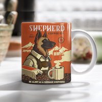 Deutscher Schäferhund Kaffee Company Becher, Vintage Sei Wachsam Als Schäferhund, Mama Hund Geschenk Für Hundeliebhaber von DamianGoods