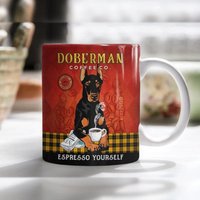 Dobermann Dog Coffee Company Tasse, Vintage Dobermann-Hundetasse Für Hundeliebhaber, Mama Hundetasse, Geschenk Espresso Yourself von DamianGoods