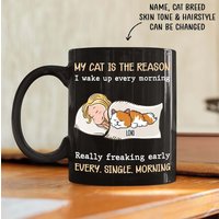 Meine Katze Ist Der Grund, Warum Ich Jeden Morgen Schwarze Tasse Aufwache - Lustige Geschenk Für Katzenliebhaber Katzenmutter von DamianGoods