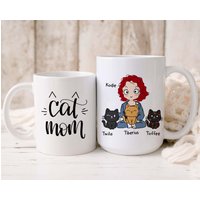 Personalisierte Chibi Katzenmama Kaffeetasse - Geschenk Katzentasse Für Katzenliebhaber Weihnachtsgeschenk von DamianGoods