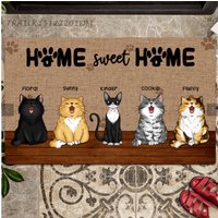 Personalisierte Hund Und Katze Willkommen Fußmatte, Eingangsmatte, Menschen Toleriert Benutzerdefinierte Housewarminggeschenk, Home Sweet von DamianGoods