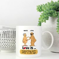 Personalisierte Lustige Pärchen Kaffeetasse, Tassen Für Paare, Valentinstag Verlobungsgeschenk Liebe Unterstützt Sich Im Alter von DamianGoods