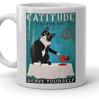 Personalisierte Lustige Retro Catitu Coffee Company Serve Yourself Katzenbecher, Black Cat Becher, Mama Papa Becher Für Tierliebhaber von DamianGoods
