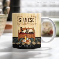 Retro Siamkatzen-Kaffeetasse, Siamkatzen-Teetasse, Katzenkaffeetasse, Mama-Becher, Papa-Becher, Benutzerdefinierte Katzen-Kaffeetasse, Katzen-Naps von DamianGoods