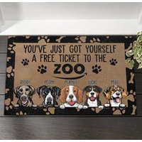 Sie Haben Gerade Eine Kostenlose Eintrittskarte Für Den Zoo Hund Personalisierte Fußmatte, Lustige Willkommen Haus Matte, Eingangsmatte von DamianGoods