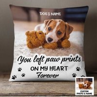 Sie Links Pfotenabdruck Auf Meinem Herzen Für Immer Personalisierte Haustier Kissen, Sympathie Geschenke, Hund Papa Geschenk, Mama Erinnerung von DamianGoods