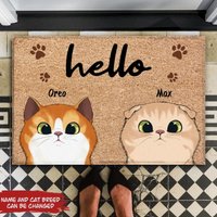 Willkommen in Unserem Haus Katzen Personalisierte Fußmatte, Lustige Willkommensmatte, Eingangsmatte, Haustürmatte, Katzenmutter von DamianGoods