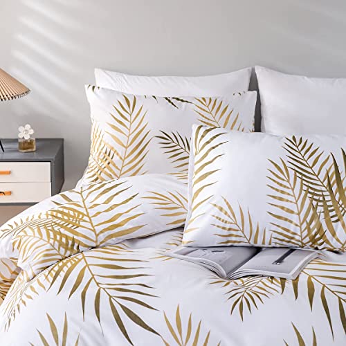 Damier 2er-Pack Kissenbezug 80x80cm Gold Weiß Blätter Muster Kopfkissenbezug Weiche Komfort Microfaser Kissenhülle Doppelpack Damier 2er-Pack Kissenbezug 80x80cm Gold Weiß Blätter Muster Kopfkissenbezug Weiche Komfort Microfaser Kissenhülle Doppelpack von Damier