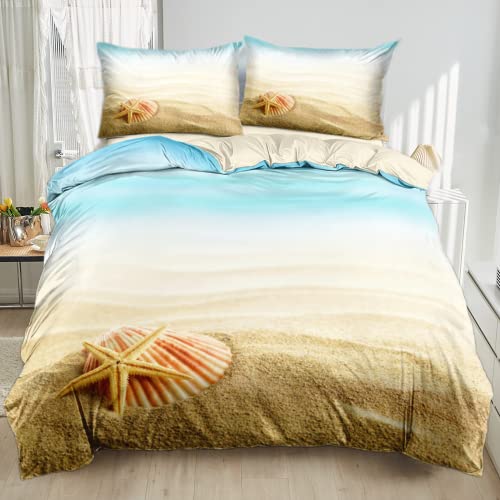 Damier Bettwäsche 155x220cm Meer Strand 3D Bedrucktes Bettwäsche-Sets 3 teilig Weiche Mikrofaser Bettbezug mit Reißverschluss und 2 Kissenbezüge 80 x 80 cm Damier Bettwäsche 155x220cm Meer Strand 3D Bedrucktes Bettwäsche-Sets 3 teilig Weiche Mikrofaser Bettbezug mit Reißverschluss und 2 Kissenbezüge 80 x 80 cm von Damier