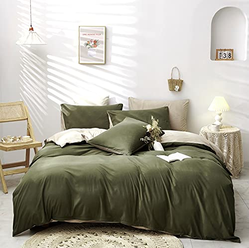 Damier Bettwäsche Grün 220×240cm Olivgrün Beige Unifarben Bettbezug Set 3 Teilig Superweiches Microfaser Deckenbezug mit Verdecktem Reißverschluss und 2 Kopfkissenbezüge 80 × 80 cm Damier Bettwäsche Grün 220×240cm Olivgrün Beige Unifarben Bettbezug Set 3 Teilig Superweiches Microfaser Deckenbezug mit Verdecktem Reißverschluss und 2 Kopfkissenbezüge 80 × 80 cm von Damier
