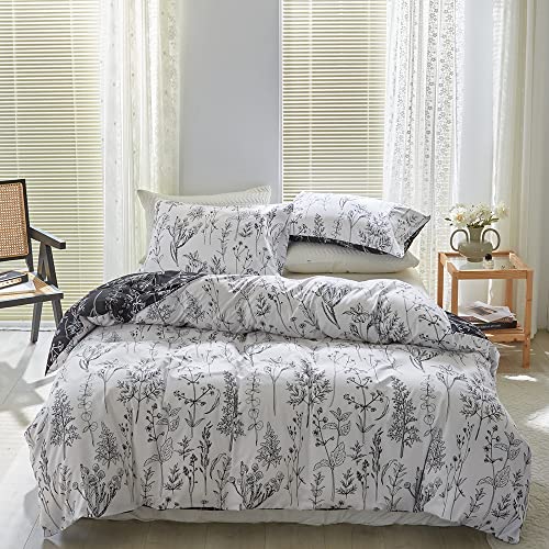 Damier Bettwäsche Weiß 200x200 Schwarz Blumenmotiv Blätter Bettbezug Set Kuschelig Weich Mikrofaser Deckebezug Modern Wende Bettwäsche 3 Teilig mit Reißverschluss und 2 Kissenbezüge 80x80 cm Damier Bettwäsche Weiß 200x200 Schwarz Blumenmotiv Blätter Bettbezug Set Kuschelig Weich Mikrofaser Deckebezug Modern Wende Bettwäsche 3 Teilig mit Reißverschluss und 2 Kissenbezüge 80x80 cm von Damier