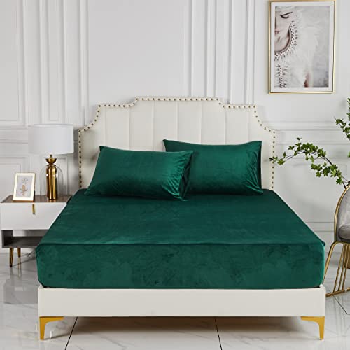 Damier Plüsch Spannbettlaken 140x200cm Grün Dunkelgrün Winter Flanell Spannbetttuch Warme und Flauschig Bettlaken, geeignet für Matratzen bis 30cm Damier Plüsch Spannbettlaken 140x200cm Grün Dunkelgrün Winter Flanell Spannbetttuch Warme und Flauschig Bettlaken, geeignet für Matratzen bis 30cm von Damier