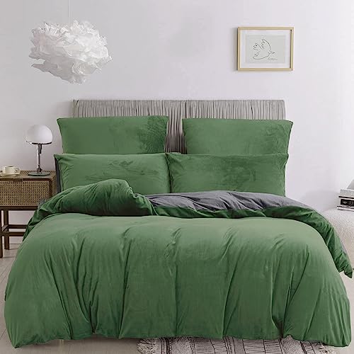 Damier Plüsch Bettwäsche 200x220 Winter Grün Dunkelgrün Grau Uni Einfarbig Wende Bettwäsche Set Flauschig Kuschelig Cashmere Touch Bettwäsche 3 Teilig mit Reißverschluss und 2 Kissenbezüge 80x80 cm Damier Plüsch Bettwäsche 200x220 Winter Grün Dunkelgrün Grau Uni Einfarbig Wende Bettwäsche Set Flauschig Kuschelig Cashmere Touch Bettwäsche 3 Teilig mit Reißverschluss und 2 Kissenbezüge 80x80 cm von Damier