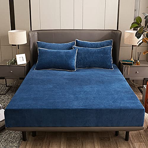 Damier Plüsch Spannbettlaken 160x200x30cm Blau Winter Bettlaken Flauschige Cashmere Touch Warme Spannbetttuch Geeignet für 30cm Matratze Damier Plüsch Spannbettlaken 160x200x30cm Blau Winter Bettlaken Flauschige Cashmere Touch Warme Spannbetttuch Geeignet für 30cm Matratze von Damier