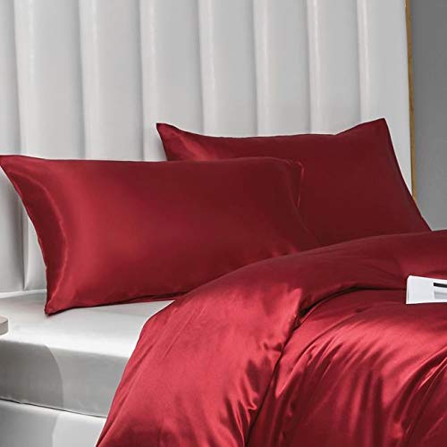 Damier Satin Kissenbezug 40x80cm Weinrot Seidig Glänzend Hochwertige Kopfkissenbezug 2er-Pack Satin Kissenbezüge mit Umschlag, Schont Haare und Haut Damier Satin Kissenbezug 40x80cm Weinrot Seidig Glänzend Hochwertige Kopfkissenbezug 2er-Pack Satin Kissenbezüge mit Umschlag, Schont Haare und Haut von Damier