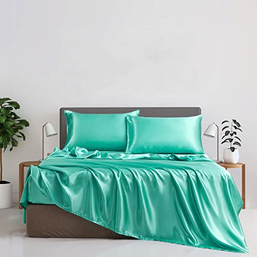 Damier Satin Spannbettlaken 140x200cm Grün Mintgrün Seide Glänzend Spannbetttuch Hochwertiges Satin Deluxe Bettlaken, geeignet für Matratzen bis 30cm Damier Satin Spannbettlaken 140x200cm Grün Mintgrün Seide Glänzend Spannbetttuch Hochwertiges Satin Deluxe Bettlaken, geeignet für Matratzen bis 30cm von Damier