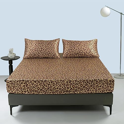 Damier Satin Spannbettlaken 200x200cm Gold Leopardenmuster Seide Glänzend Spannbetttuch Hochwertiges Satin Deluxe Bettlaken, geeignet für Matratzen bis 25cm Damier Satin Spannbettlaken 200x200cm Gold Leopardenmuster Seide Glänzend Spannbetttuch Hochwertiges Satin Deluxe Bettlaken, geeignet für Matratzen bis 25cm von Damier